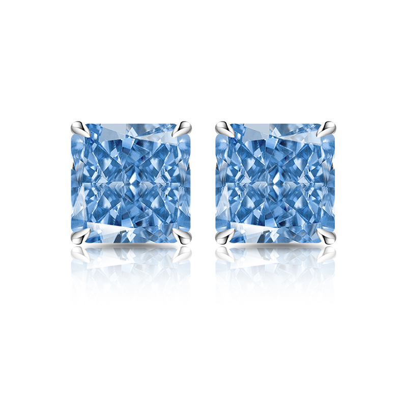 Naušnice: bakar, četverokutni geometrijski oblik, dijamantno brušenje, Silver meimei, lagani luksuzni stil, za žene, proljeće 2025