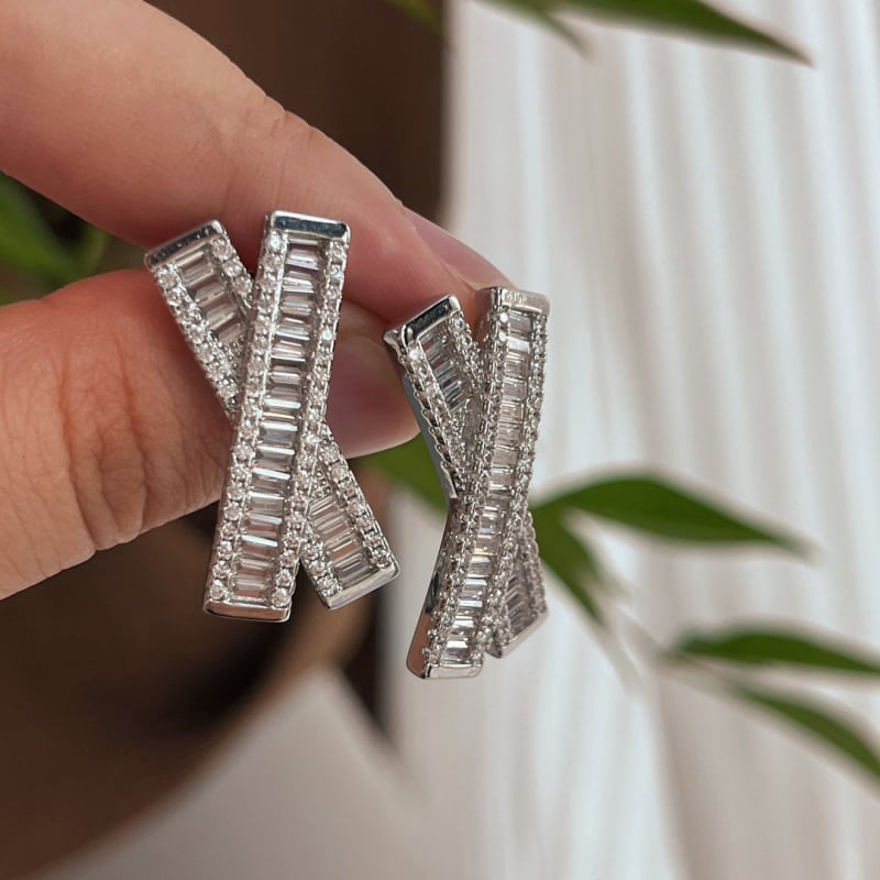 Geometrijski naušnice od umjetnog kristala, Seiko premaz, za žene