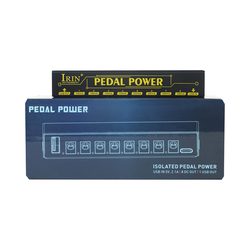 IRIN PW-1 8-kanālu ģitāras efektu barošanas avots, 9V, zems troksnis, metāla korpuss