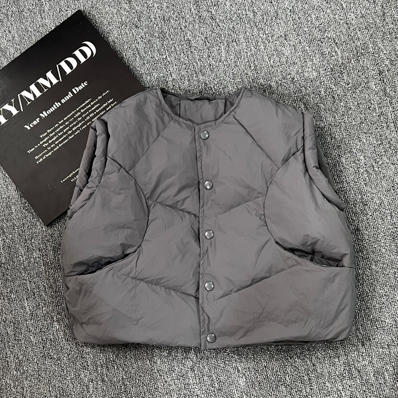 Dječja vesta od perja, korejskog stila kardigan, debela izolacija, 90% bijelog patka perja, vanjski materijal 100% poliester, jednostruko kopčanje, za djecu 3–8 godina