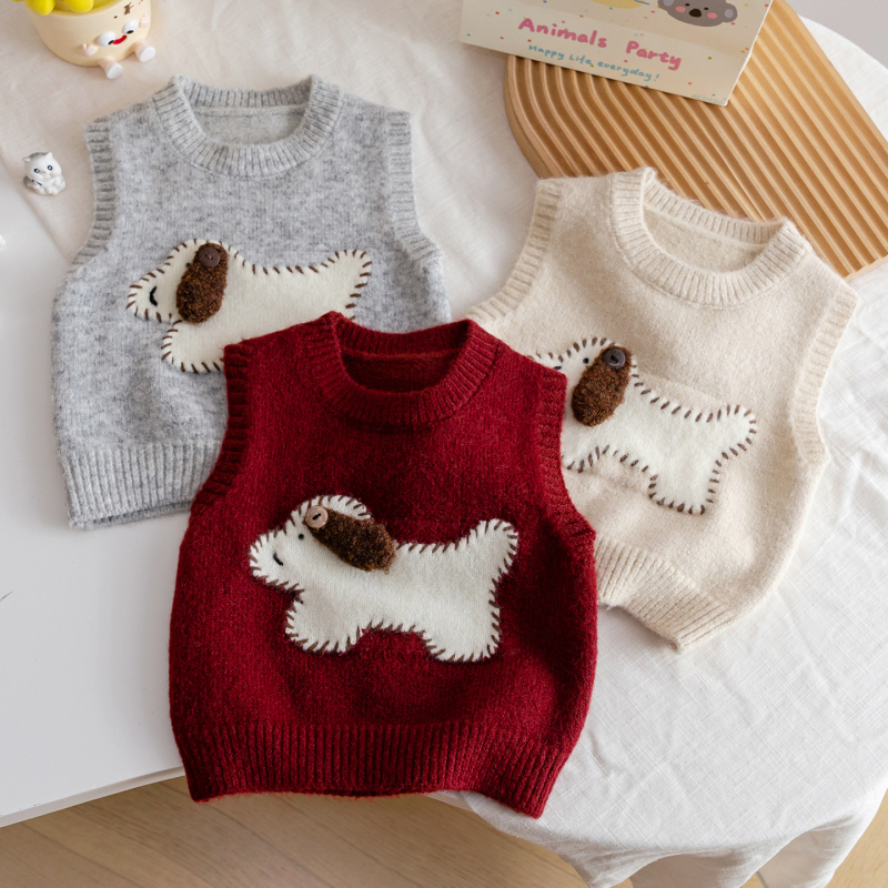 Vesta pentru copii, stil coreean, pulover, 90% bumbac, model desene animate, grosime obișnuită