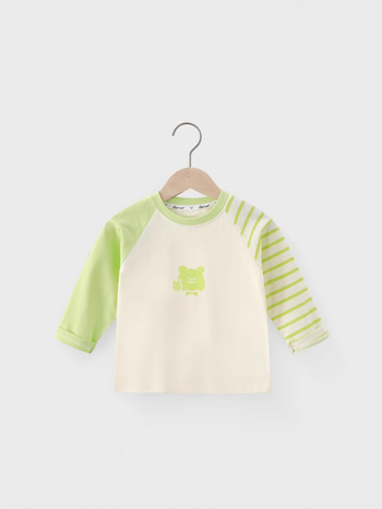 Tricou copii din bumbac 100% cu mâneci lungi, imprimeu desen animat, unisex, guler rotund