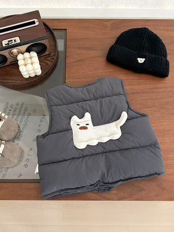 Veste pentru copii, cardigan în stil coreean; exterior din nailon cu căptușeală de bumbac; umplutură poliester; închidere cu nasturi; model cu animale/desene animate.