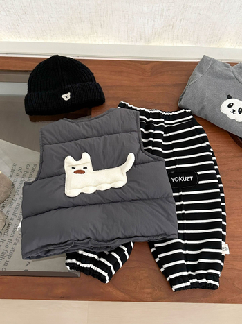 Veste pentru copii, cardigan în stil coreean; exterior din nailon cu căptușeală de bumbac; umplutură poliester; închidere cu nasturi; model cu animale/desene animate.