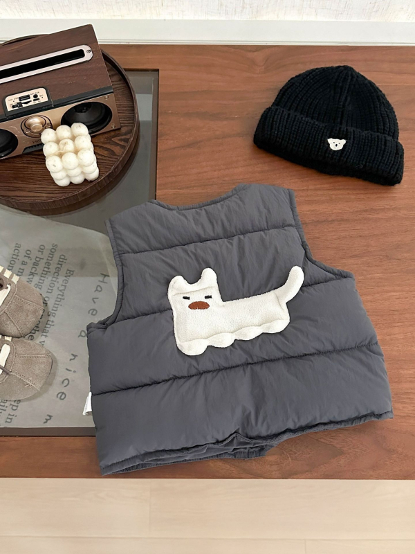 Veste pentru copii, cardigan în stil coreean; exterior din nailon cu căptușeală de bumbac; umplutură poliester; închidere cu nasturi; model cu animale/desene animate.