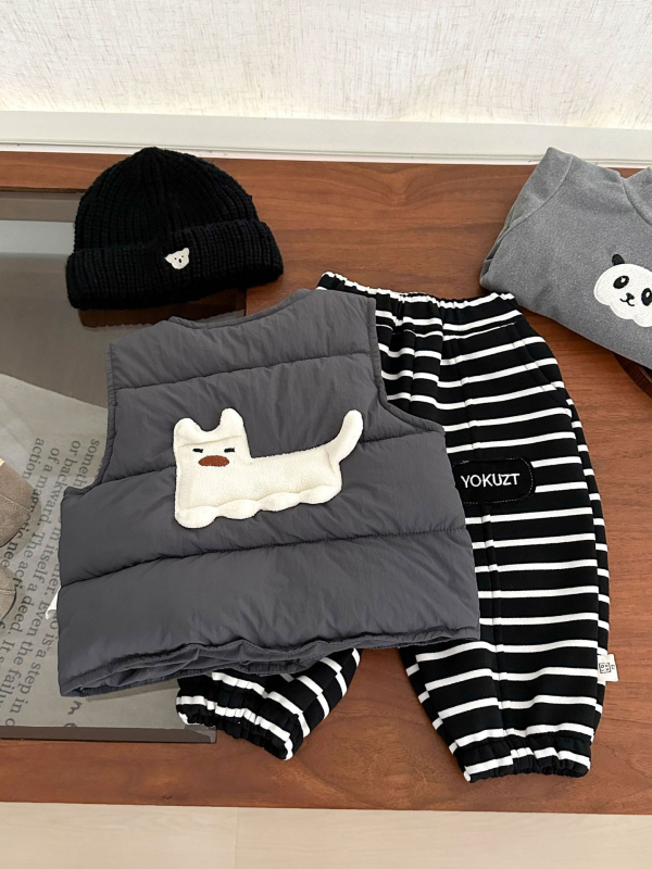 Veste pentru copii, cardigan în stil coreean; exterior din nailon cu căptușeală de bumbac; umplutură poliester; închidere cu nasturi; model cu animale/desene animate.