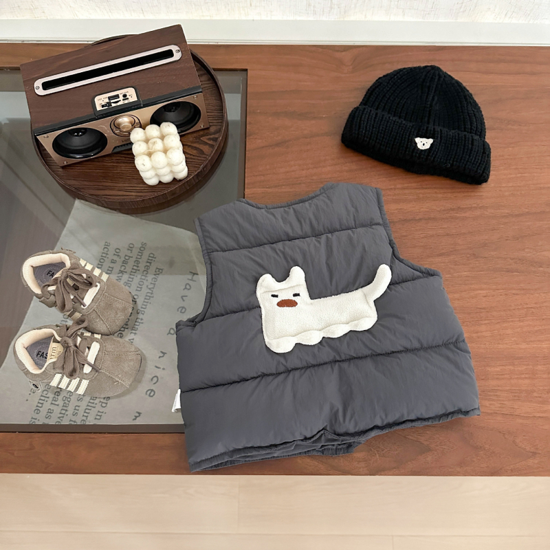 Veste pentru copii, cardigan în stil coreean; exterior din nailon cu căptușeală de bumbac; umplutură poliester; închidere cu nasturi; model cu animale/desene animate.