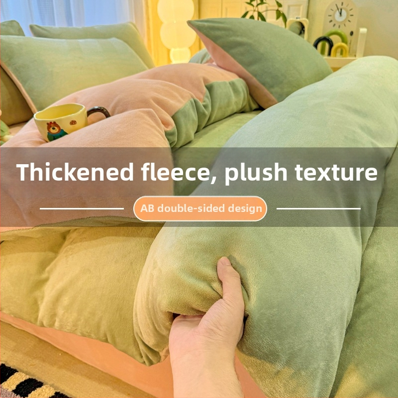 Pieno veliūro patalynės komplektas, keturių dalių, dvipusis veliūras, 800–1000 g