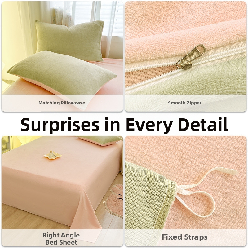 Pieno veliūro patalynės komplektas, keturių dalių, dvipusis veliūras, 800–1000 g