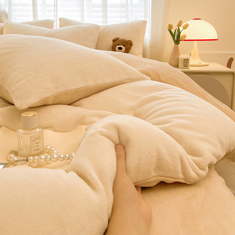 Pieno veliūro patalynės komplektas, keturių dalių, dvipusis veliūras, 800–1000 g