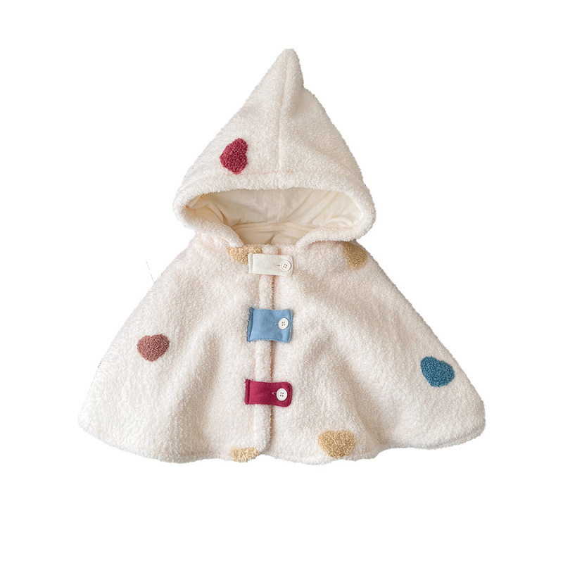 Baba kapucnis palást őszre-télre, vastag poliészter, egysoros záródás, karikatúra mintázat