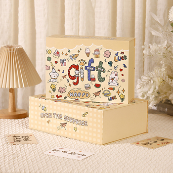 Dovanų dėžutė su magnetiniu dangteliu, miela kūdikio animacijos tema, medžiaga: laminuotas popierius ir kartonas, dovanų įpakavimas, Huichu prekės ženklas, privataus prekės ženklo žymėjimas