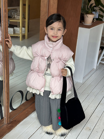 Vestă pentru copii, stil coreean, căptușeală din poliester, umplutură din poliester, închidere cu nasturi