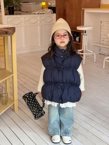 Vestă pentru copii, stil coreean, căptușeală din poliester, umplutură din poliester, închidere cu nasturi