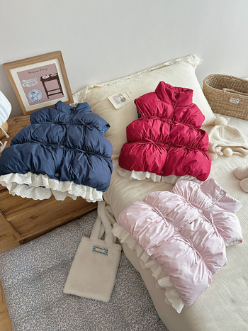 Vestă pentru copii, stil coreean, căptușeală din poliester, umplutură din poliester, închidere cu nasturi