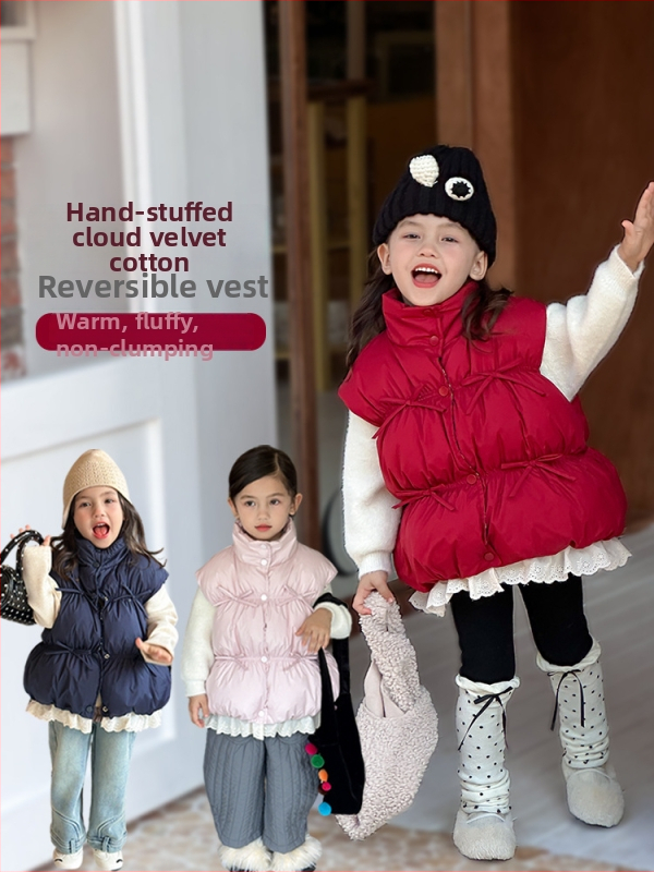 Vestă pentru copii, stil coreean, căptușeală din poliester, umplutură din poliester, închidere cu nasturi