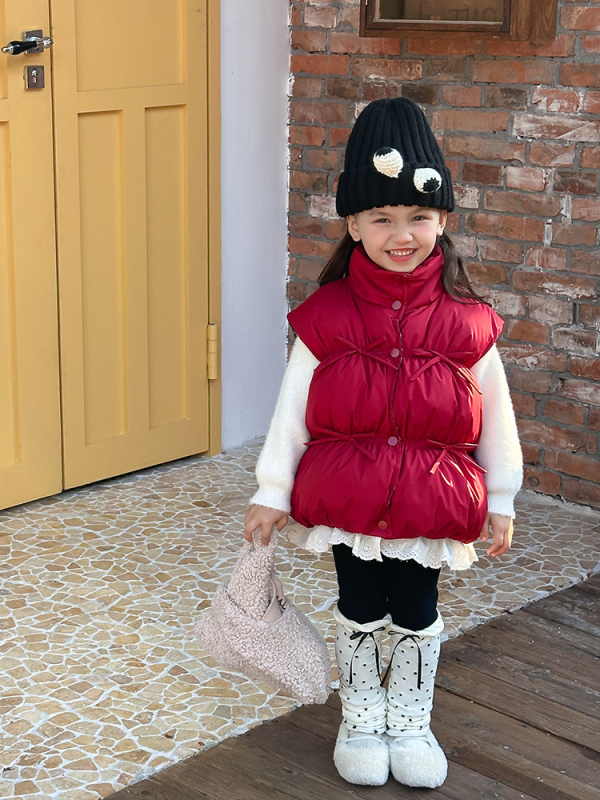 Vestă pentru copii, stil coreean, căptușeală din poliester, umplutură din poliester, închidere cu nasturi