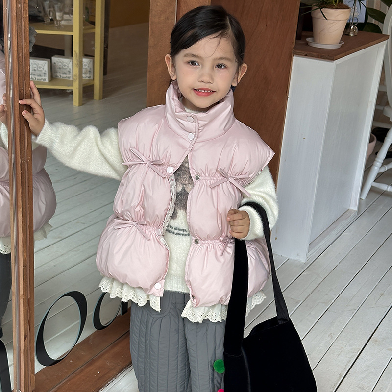 Vestă pentru copii, stil coreean, căptușeală din poliester, umplutură din poliester, închidere cu nasturi