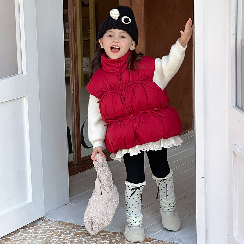 Vestă pentru copii, stil coreean, căptușeală din poliester, umplutură din poliester, închidere cu nasturi