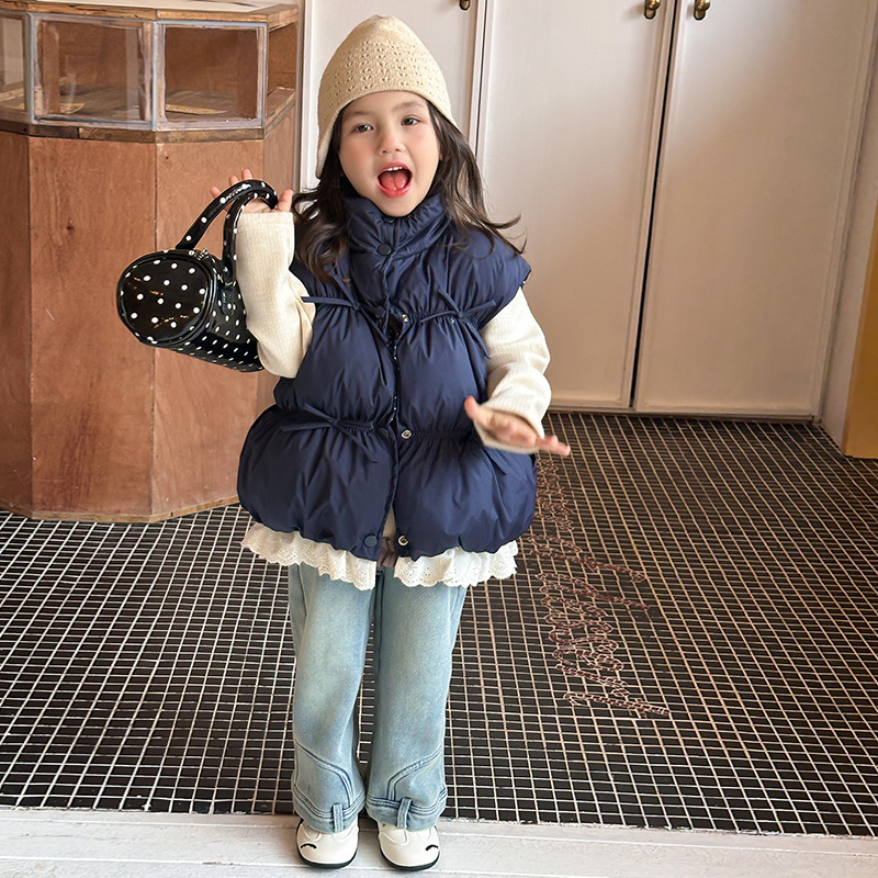 Vestă pentru copii, stil coreean, căptușeală din poliester, umplutură din poliester, închidere cu nasturi