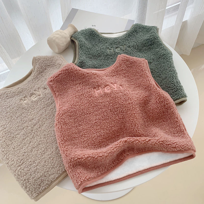 Dječja vesta u korejskom stilu s polar fleece podlogom, 95% poliester, za djecu 3-8 godina (100-140 cm), jesensko nošenje