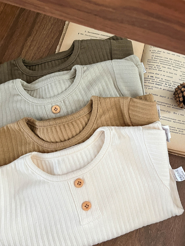 Tricou pentru copii în stil coreean, cu mâneci lungi, bumbac 93%, material tratat fin, guler rotund, pentru sugari și copii mici 0–3 ani