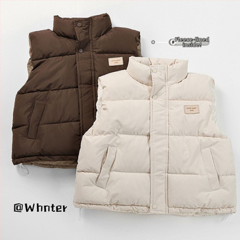 Vestă pentru fete, toamnă–iarnă, din țesătură Spring pongee, căptușeală din bumbac, umplutură poliester, închidere cu nasturi, grosime obișnuită