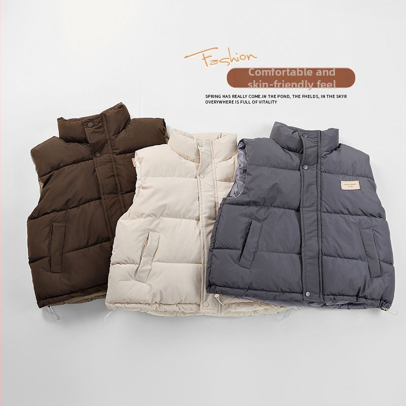 Vestă pentru fete, toamnă–iarnă, din țesătură Spring pongee, căptușeală din bumbac, umplutură poliester, închidere cu nasturi, grosime obișnuită