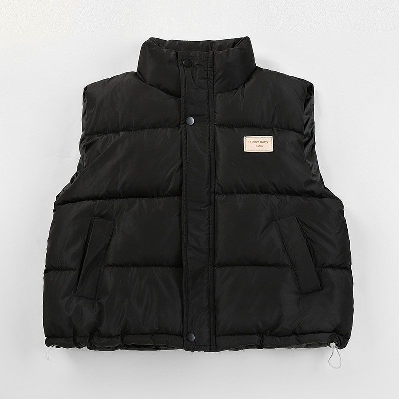 Vestă pentru fete, toamnă–iarnă, din țesătură Spring pongee, căptușeală din bumbac, umplutură poliester, închidere cu nasturi, grosime obișnuită