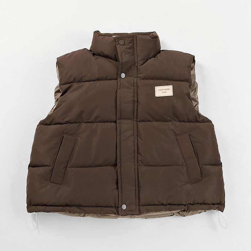 Vestă pentru fete, toamnă–iarnă, din țesătură Spring pongee, căptușeală din bumbac, umplutură poliester, închidere cu nasturi, grosime obișnuită