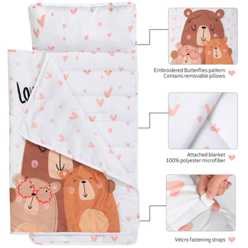 JOLLY LABZ Bērnu miega mats - pārnēsājams, salokāms, ar poliestera pildījumu un poliestera audumu, dzīvnieku dizains, pielāgojams, iekļauts spilvena pārklājs un sega