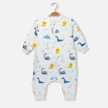 Sac de dormit pentru bebeluși cu mâneci detașabile, țesătură tifon 6 straturi, mantie cu dublă utilizare, umplutură 100% bumbac, potrivit pentru toate sezoanele