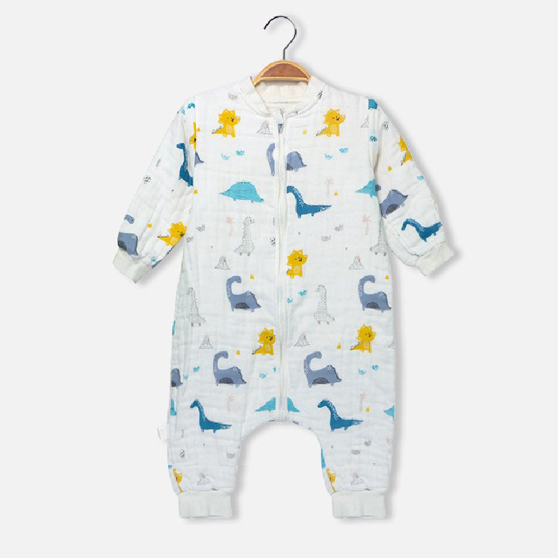 Sac de dormit pentru bebeluși cu mâneci detașabile, țesătură tifon 6 straturi, mantie cu dublă utilizare, umplutură 100% bumbac, potrivit pentru toate sezoanele