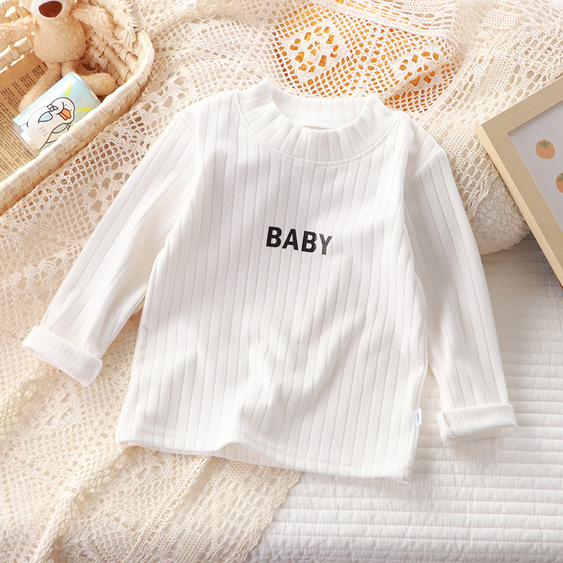 Gyerekeknek szóló bázisréteg felső közepesen magas gallérral, hosszú ujjú, egyszínű, 95% poliészter, csiszolt felület