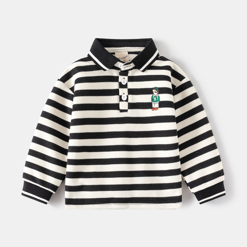 Παιδικό πόλο πουκάμισο, άνετο στυλ, βαμβακερό ύφασμα, εκτύπωση με καρτούν, κέντημα, για αγόρια 3–8 ετών