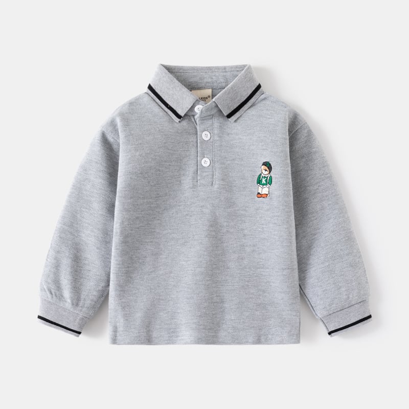 Παιδικό πόλο πουκάμισο, άνετο στυλ, βαμβακερό ύφασμα, εκτύπωση με καρτούν, κέντημα, για αγόρια 3–8 ετών