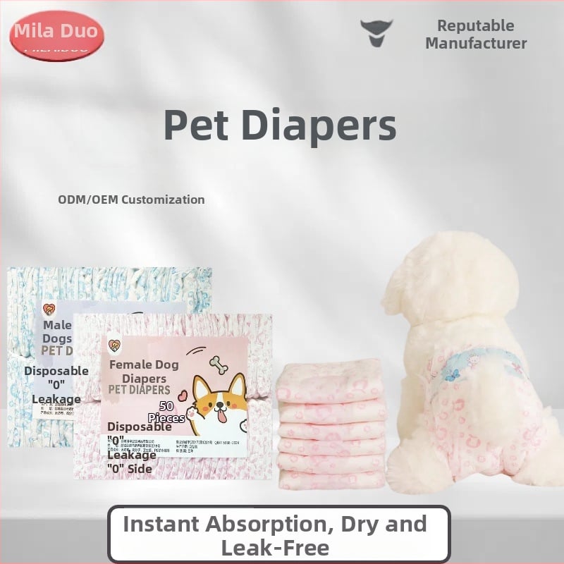 Milado Suņu autiņi vīriešiem un sievietēm — higiēnas šorti dzīvniekiem, netkanā auduma materiāls, 50 gab.