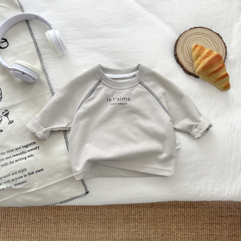 Tricou pentru bebeluți, stil coreean, mâneci lungi, din bumbac, guler rotund, material moale, pentru sugari și copii mici