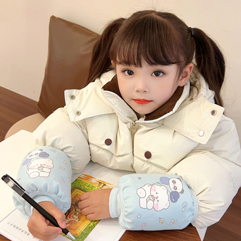 Bērnu roku aizsargi — ziemas, divslāņaini ūdensnecaurlaidīgi, traipu noturīgi, adīts materiāls, karikatūras druka