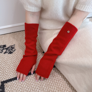 Sieviešu ziemas adītas roku sargi ar garu piedurknēm, vienkrāsains raksts, silti un stilīgi