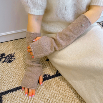 Sieviešu ziemas adītas roku sargi ar garu piedurknēm, vienkrāsains raksts, silti un stilīgi