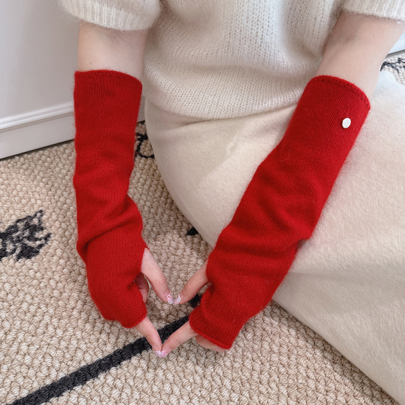 Sieviešu ziemas adītas roku sargi ar garu piedurknēm, vienkrāsains raksts, silti un stilīgi