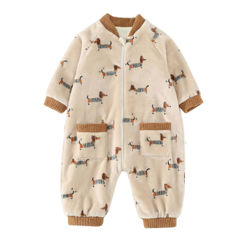 Dječja pidžama u jednom komadu za zimu, debeli flis, 100% poliester, crtani uzorak, korejski stil