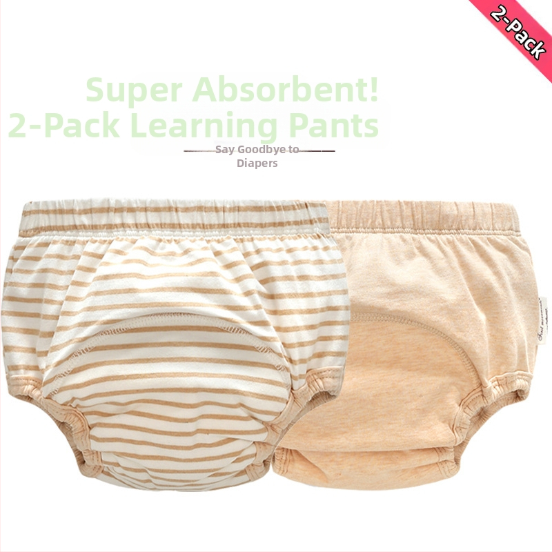 Vaikų mokomųjų tualeto treniruoiančių kelnaičių, kvėpuojančios ir skalbiamos, 2-in-1 pakuotė, 100% medvilnė, tinka 11–15 kg ir 0–3 metų vaikams