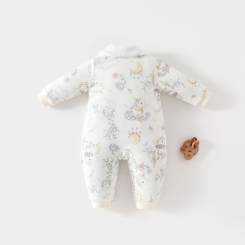 Salopetă de somn pentru bebeluși, căptușită cu bumbac, într-o singură piesă, mâneci lungi, căldură de iarnă, model desen animat