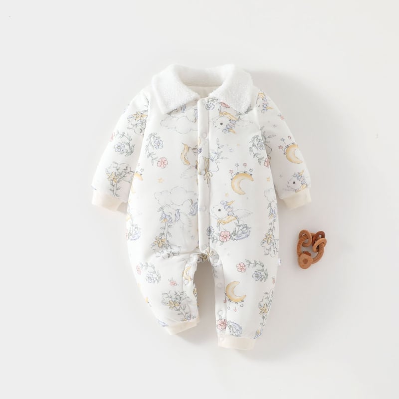 Salopetă de somn pentru bebeluși, căptușită cu bumbac, într-o singură piesă, mâneci lungi, căldură de iarnă, model desen animat