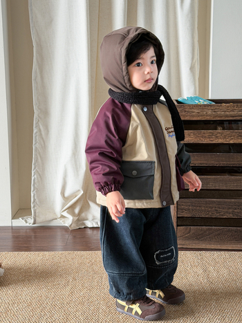 Costum de iarnă pentru băieți cu pantaloni – Stil coreean, căptușit cu fleece, gros, set multiparti, bluza cu mânecă lungă și pantaloni lungi