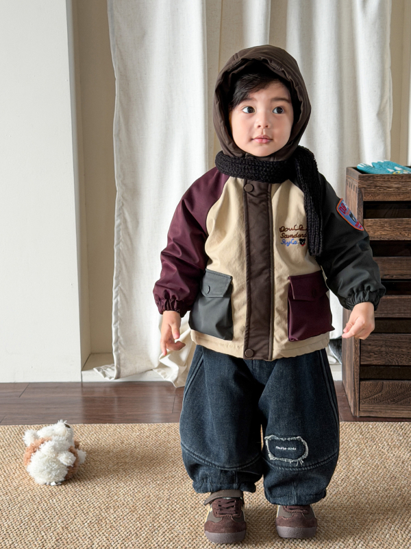 Costum de iarnă pentru băieți cu pantaloni – Stil coreean, căptușit cu fleece, gros, set multiparti, bluza cu mânecă lungă și pantaloni lungi