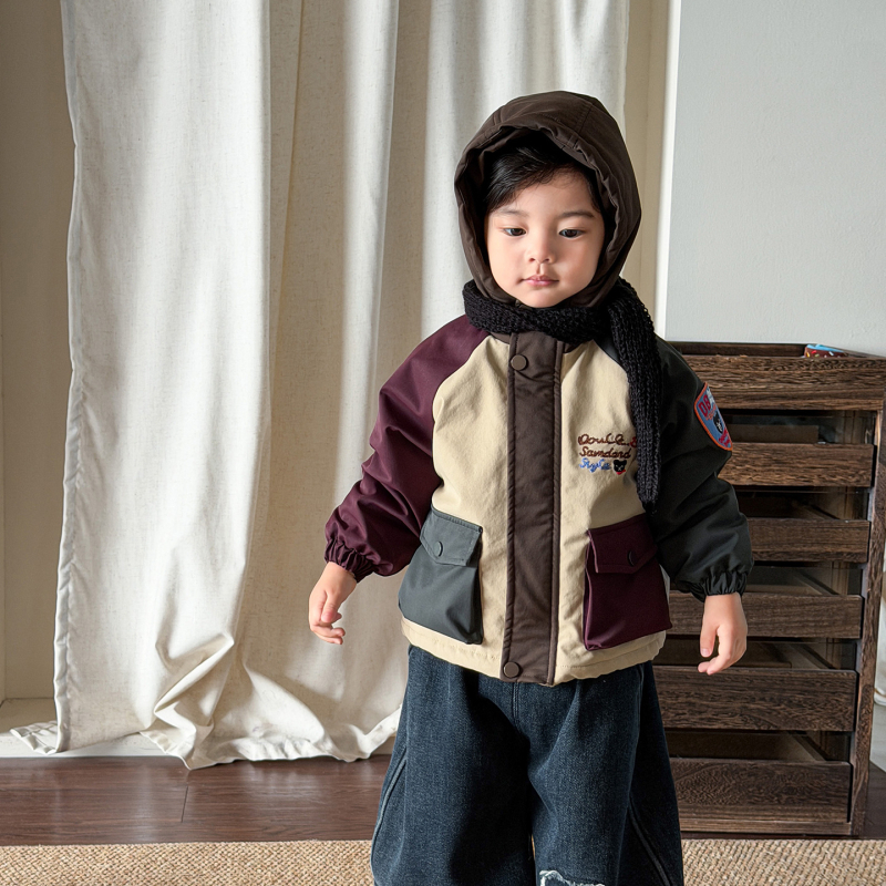 Costum de iarnă pentru băieți cu pantaloni – Stil coreean, căptușit cu fleece, gros, set multiparti, bluza cu mânecă lungă și pantaloni lungi