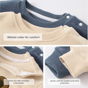 Set din două piese pentru copii: bluza cu fleece interior și pantaloni, imprimeu desen animat, 95% poliester, mâneci lungi, fără glugă, grosime normală